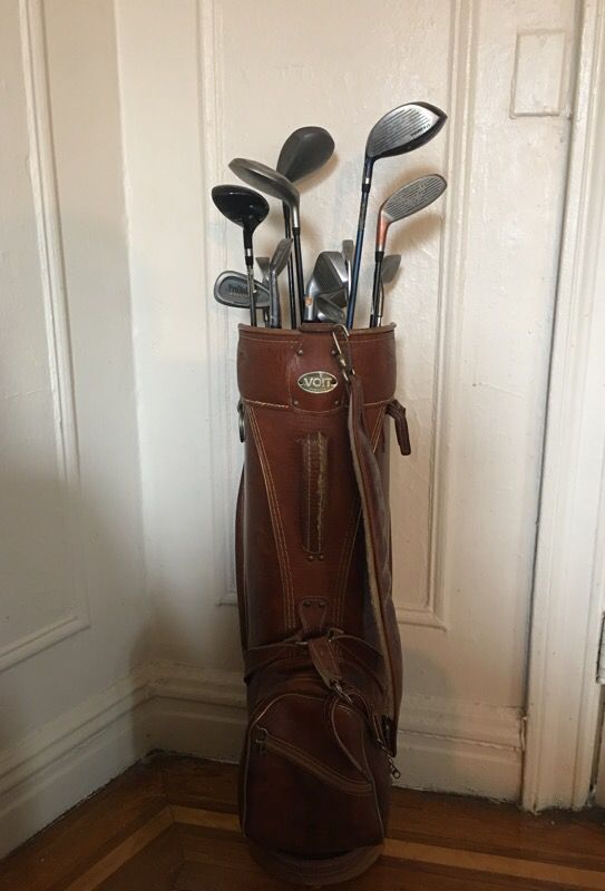 Vintage Voit golf bag with 13 golf clubs