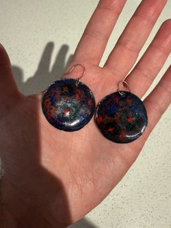 Acrylic multi color round gemstone earrings