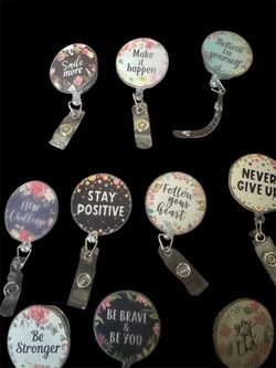🌸 Retractable Inspirational Badge Reels – Multiple Designs