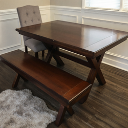 Ashley Wood Dining Table – Good Condition, Seats 5, Extendable - Monroe, NC