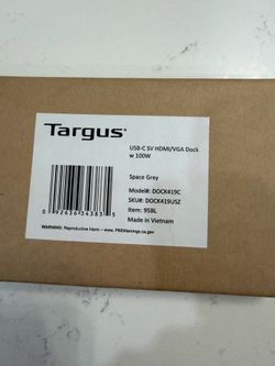 Targus USB-C HDMI/VGA Docking Station DOCK419C with 100W Power Delivery – New