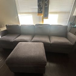 Grey Couch with ottoman