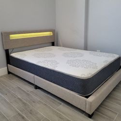 NEW QUEEN-SIZE MATTRESS AND BOX SPRING - 2PC