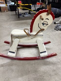 Vintage wooden rocking horse