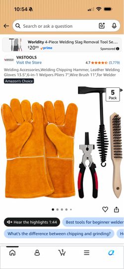 Welding Accessories,Welding Chipping Hammer, Leather Welding Gloves 13.5",6-in-1 Welpers Pliers 7",Wire Brush 11",for Welder