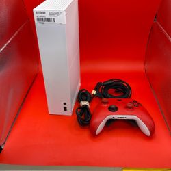 GAMING CONSOLES XBOX SERIES S WITH 1 RED CONTROLLER AND CORDS MODEL #1883 