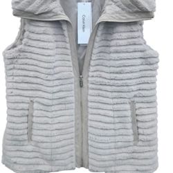 "Calvin Klein" Faux Fur Vest, size L, New 