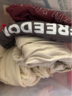 Box of clothes and shoes