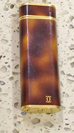 Vintage Cartier Brown Lacquer and Goldtone Lighter