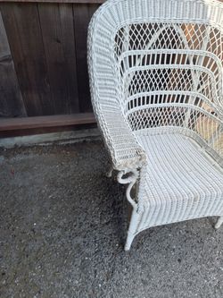 White Wicker Armchair High Back