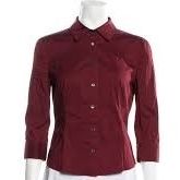 New! Womens Vintage PradaThree-Quarter Sleeve Dark Red Button-Up Top Sz XS (40)