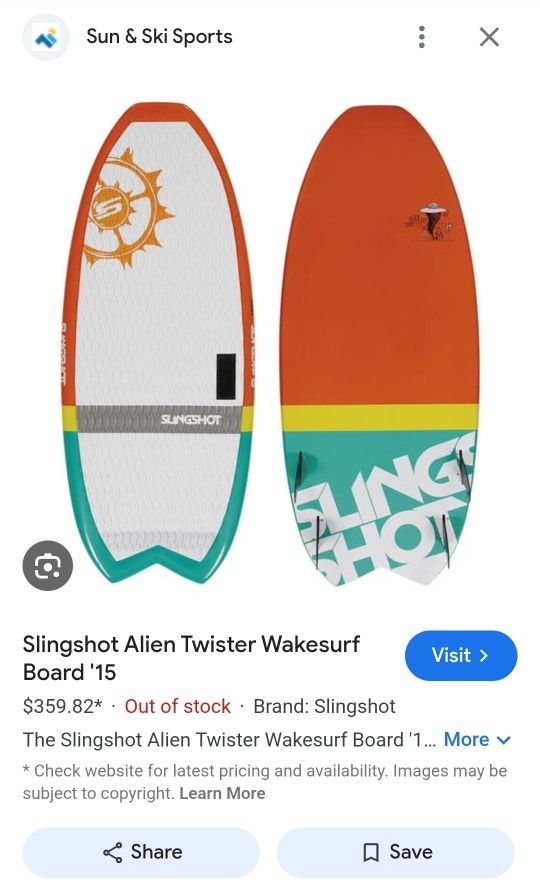 Slingshot Alien Twister Wakesurf Board