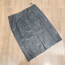 White House Black Market WHBM Genuine Black Leather Skirt
 NWT 16