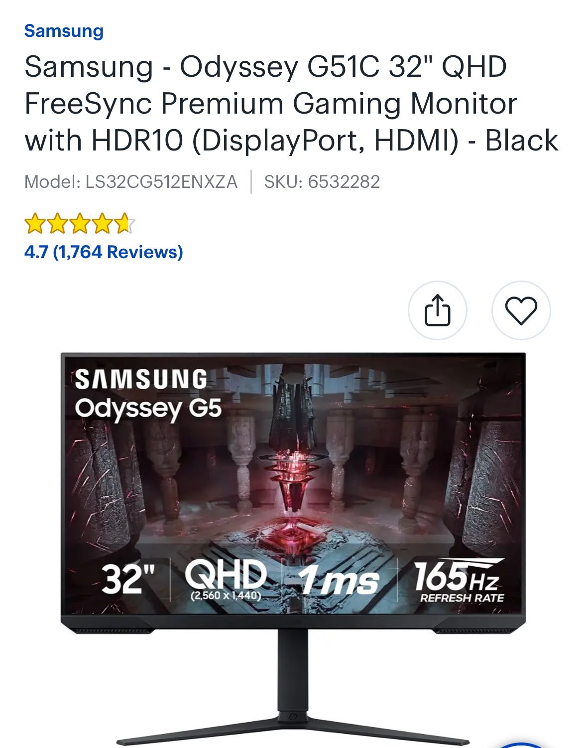 Samsung 32” HDR Gaming monitor