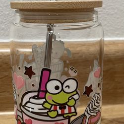  Hello Kitty and Friends Cafecito & Chisme Libby Glass Cup W/ Metal Straw