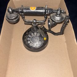 Decorative Black vintage rotary phone with a retro vibe