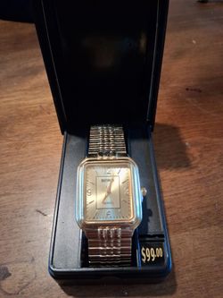 Benrus Gold Tone Quartz Men's Watch BN201M Stretch Bracelet Band