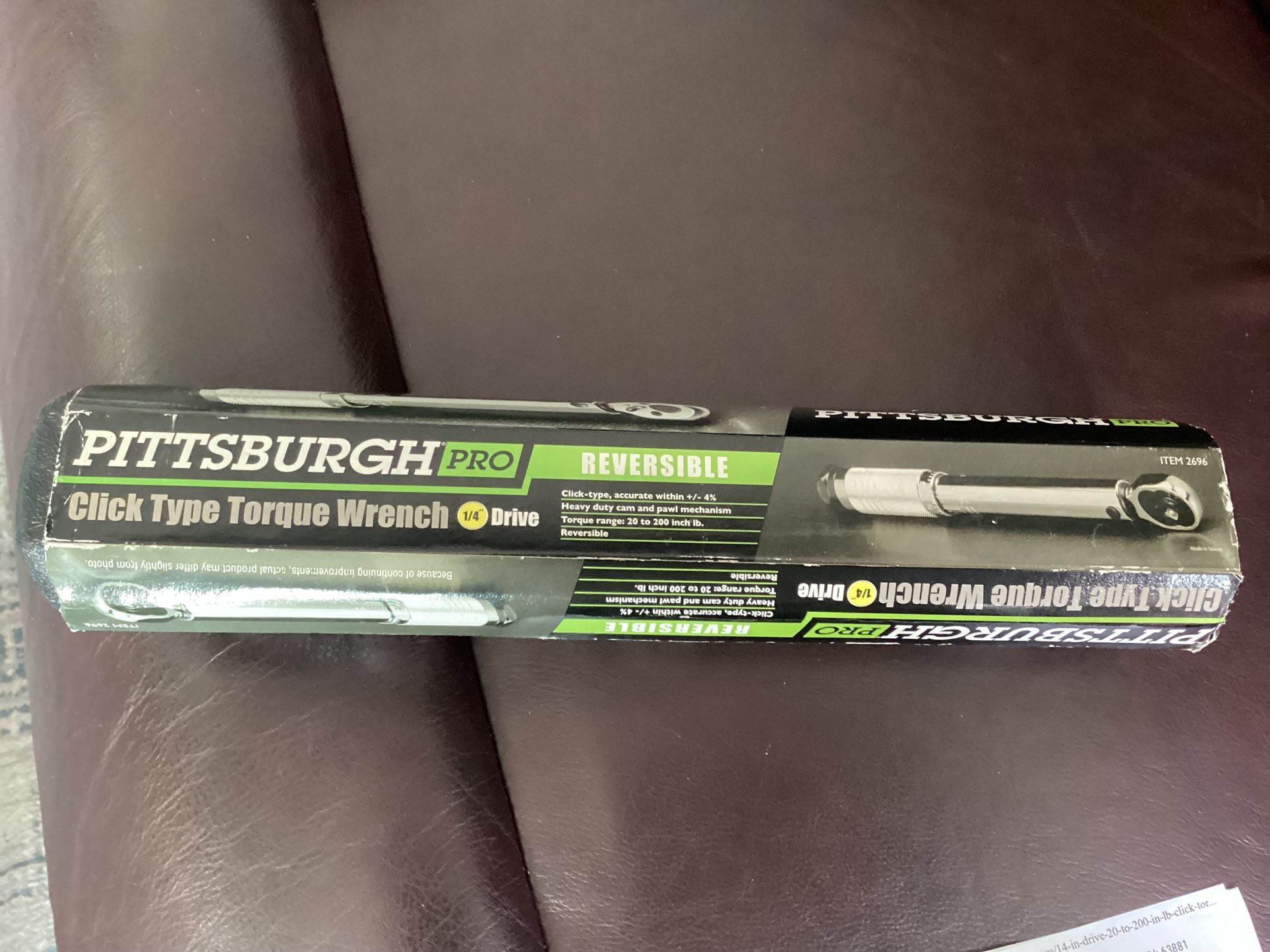 Pittsburgh Pro 1/4” Drive, 20 To 200 in-lb Click Torque Wrench