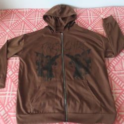 harajuku streetwear frenchie angel embroidered zip up jacket no size