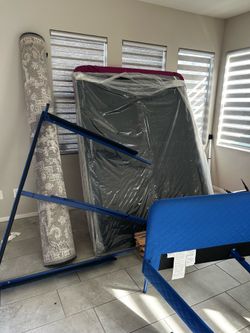Free bed frame and mattress and rug