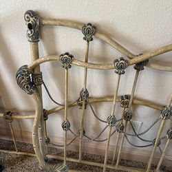 Vintage Ornate Twin Headboard - Antiqued Gold Victorian Style