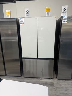 SAMSUNG BESPOKE WHITE GLASS & STAINLESS STEEL FRENCH DOOR REFRIGERATOR ✨