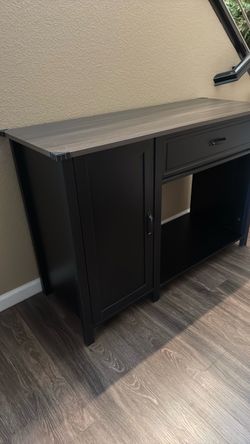 Aquarium Stand Black Wood Sideboard Cabinet with Drawer
