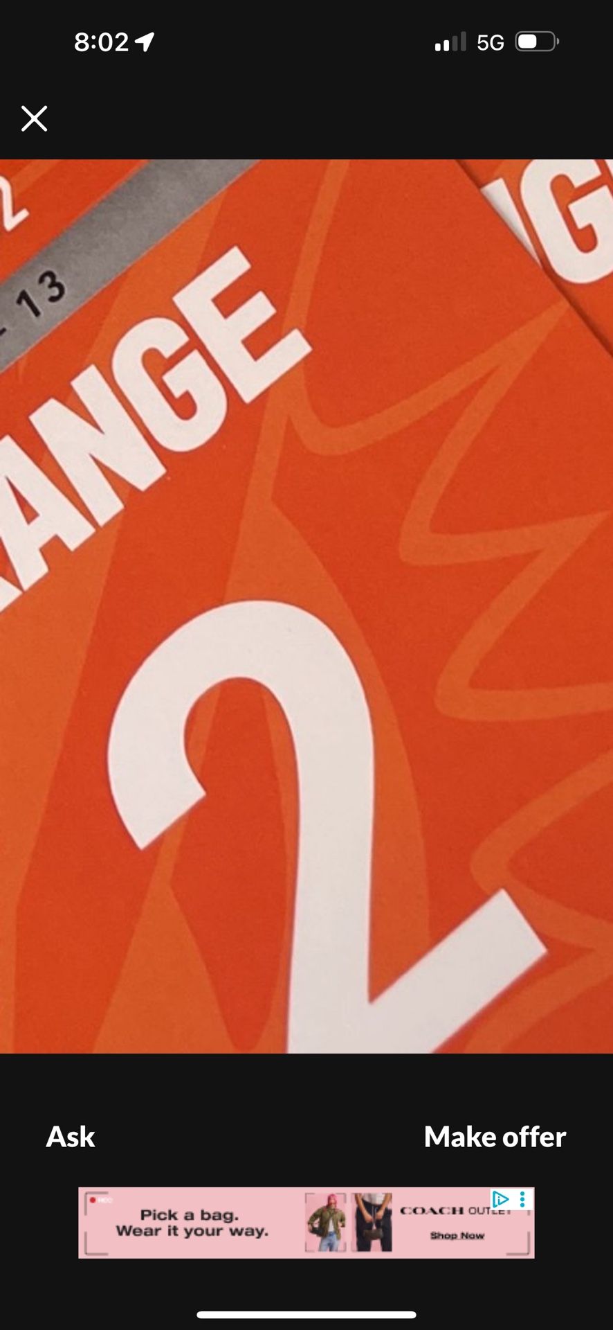 Miami Dolphins Vs Patriots Orange Parking Pass Sunday 9/13