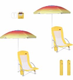 BRAND NEW W TAGS AND BOX - Nice C Beach Chairs with Umbrellas Set