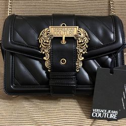 🔥BRAND NEW🔥Versace Jeans Couture Baroque Buckle Shoulder Bag - Black