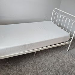 2 X Twin Matresses With White Metal Bed.