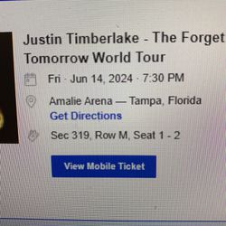 Justin Timberlake Forget tomorrow Tour 2 Tickets 