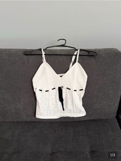 White Crochet Detail Crop Top
