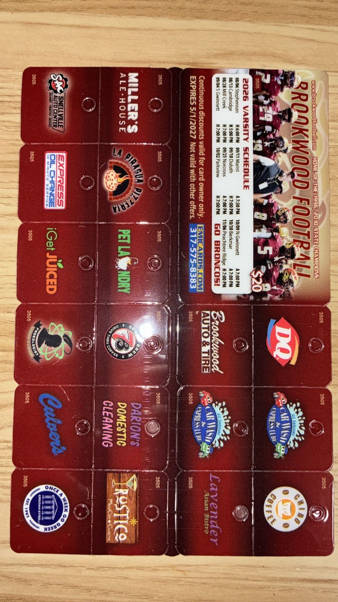 Brookwood Broncos Football Gold Card