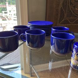 Royal Blue Cups & Saucers
