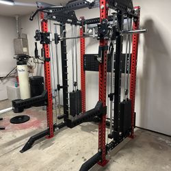 PRO SERIES Ultimate Half Rack Functional Trainer w/Smith Machine Bar | 400lb Stack | Gym Equipment | Fitness | Commercial | Squat Rack 