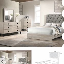4- Pc Bedroom set Dresser,Mirror  Nightstand (1) Queen size bed frame  Not including Mattress and Box Sp