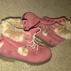 Timberland Boots With Fur Burgundy 