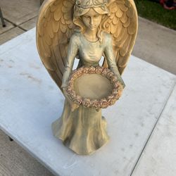 Indoor/Outdoor Angel statue holding  small tray with flower accent yard/ home decor