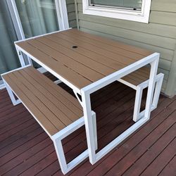 New Outdoor Patio Furniture: Dining Set – Table + 2 Benches