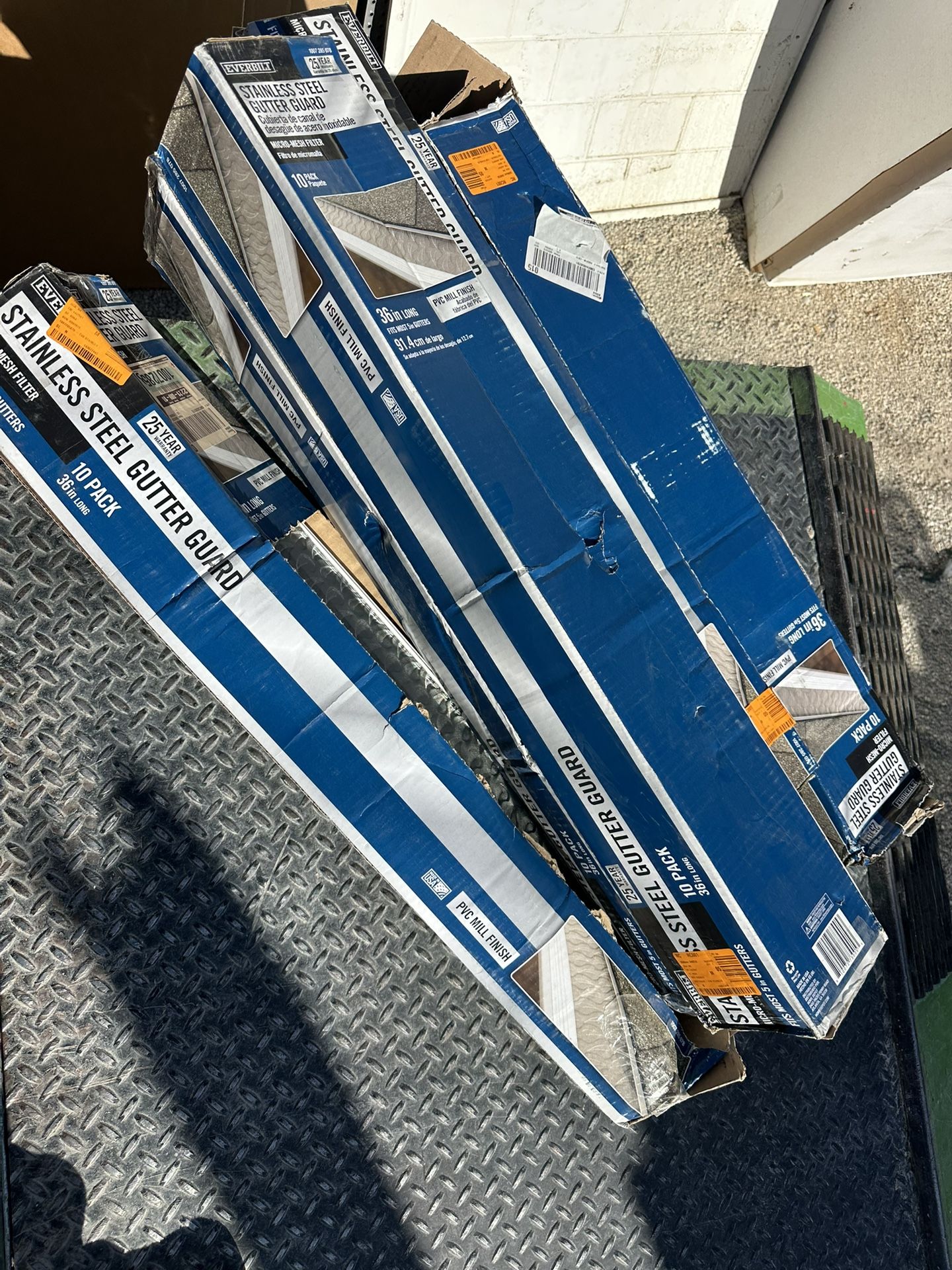 Hi everyone we this 5 boxes for your gutters retail price $325. Here only $250 no tax Everbilt 5 in. PVC Rail Stainless Steel Micromesh Gutter Guard