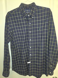 Ralph Lauren Classic Fit Mens Plaid Button Down Shirt Long Sleeve Blue Green XL