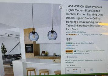 Casamotion Glass Pendant Blue Bubbles Lights ( 2 Per Set ) Amazon Sells 1 $59.50