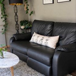 IKEA Tomback Reclining Loveseat - Black Leather