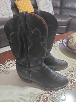 Black Leather Western Cowboy Boots
