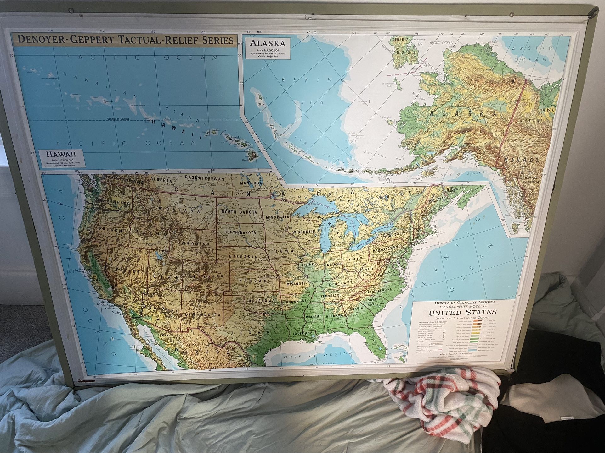 Large Dennoyer Geppert Tactual Relief map of the U.S