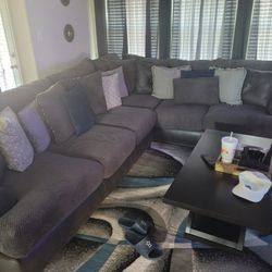 Dark Gray Sectional With Futon 