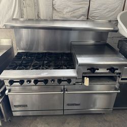 Six Burner Stove With 24” Griddle COMBO AMERICAN RANGE