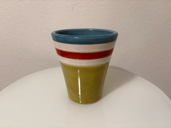 Vintage NorCal Pottery Planter Pot Colorful Stripes