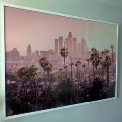 Large Framed Poster Art 37x49 - "Los Angles Skyline Sunset"